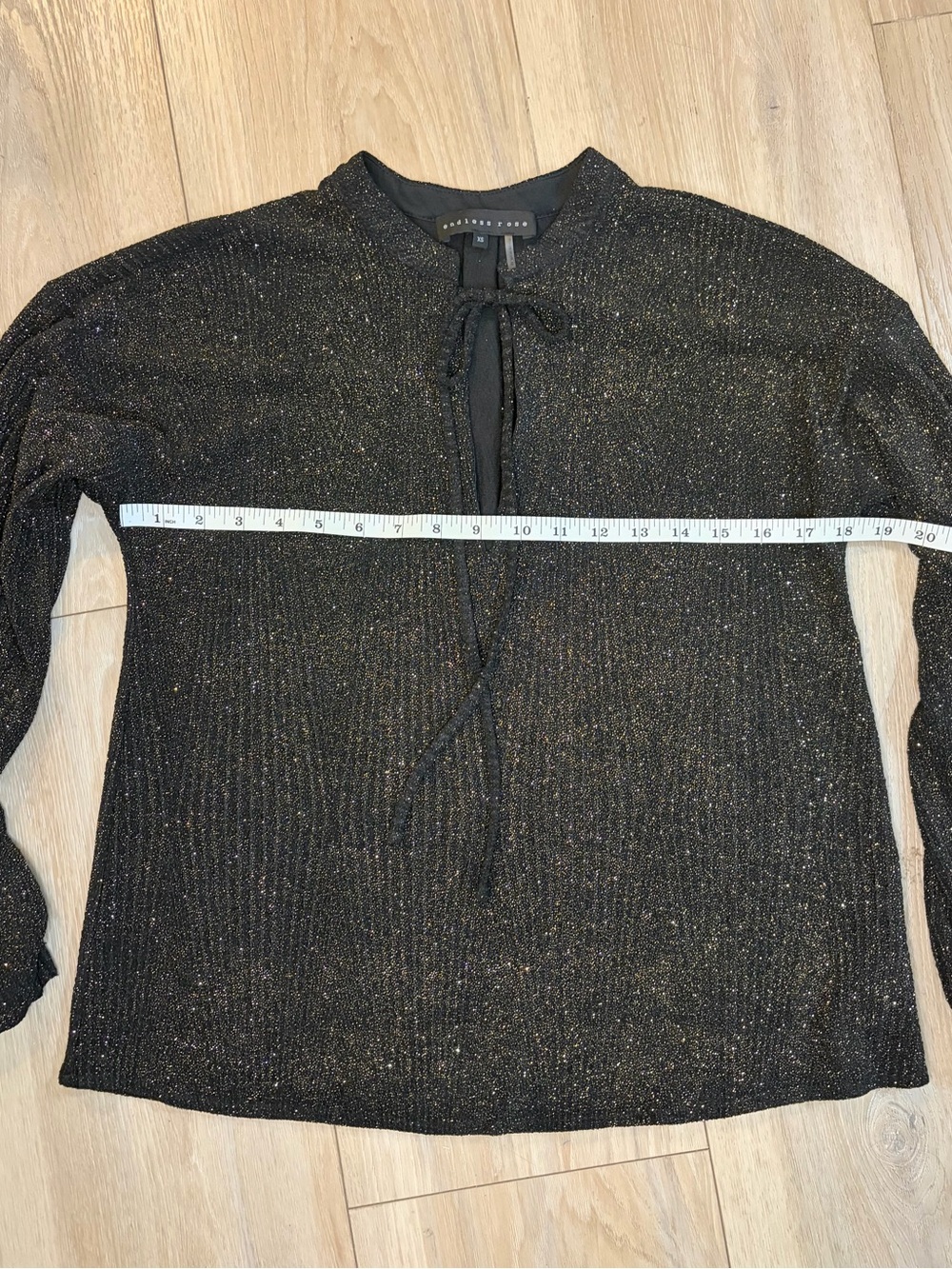 Endless Rose Black Sparkle Tie-Neck V-Neck Sweater - Picture 10 of 11